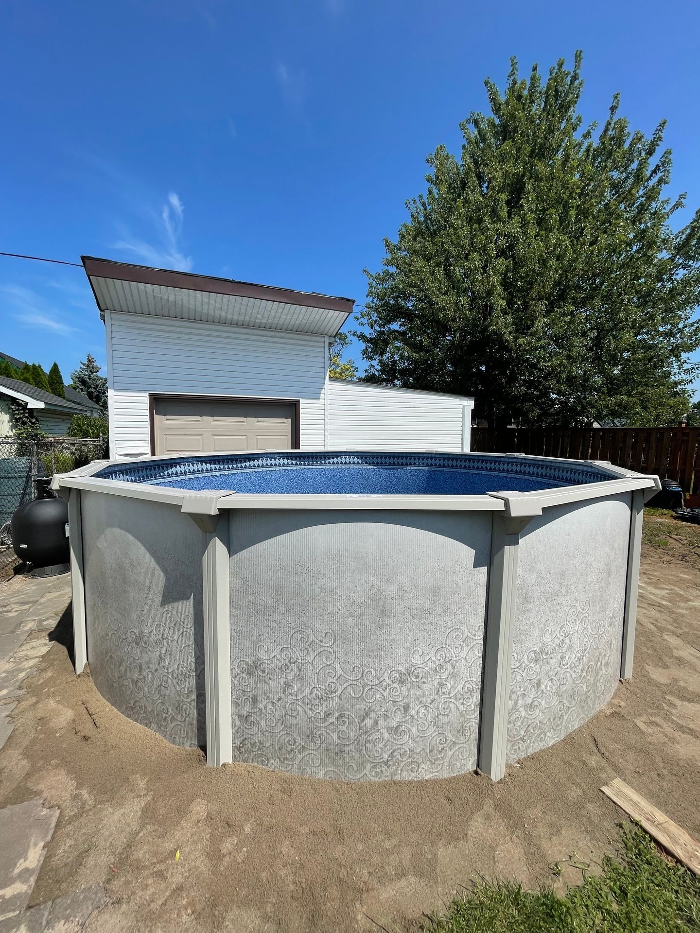 above ground pool recently completed