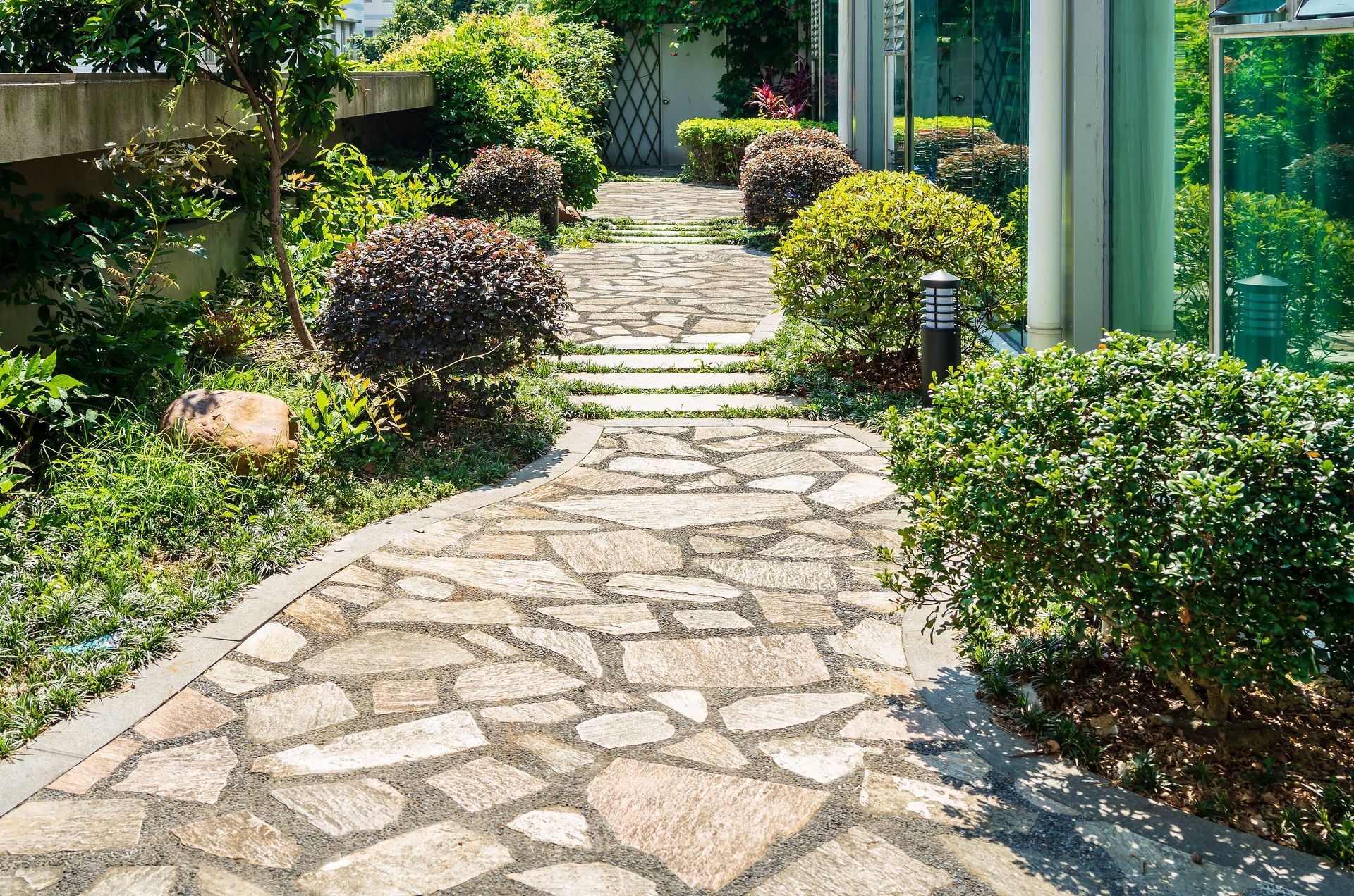 Garden path on the rooftop of the building